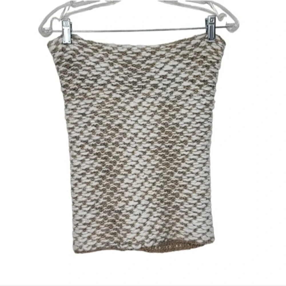 Steve Madden Knit White Tan Acrylic Scarf OS